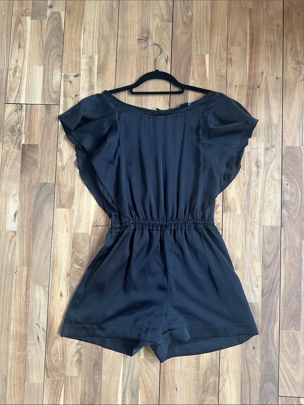 H&M Black Short Sleeve Romper with Round Neck